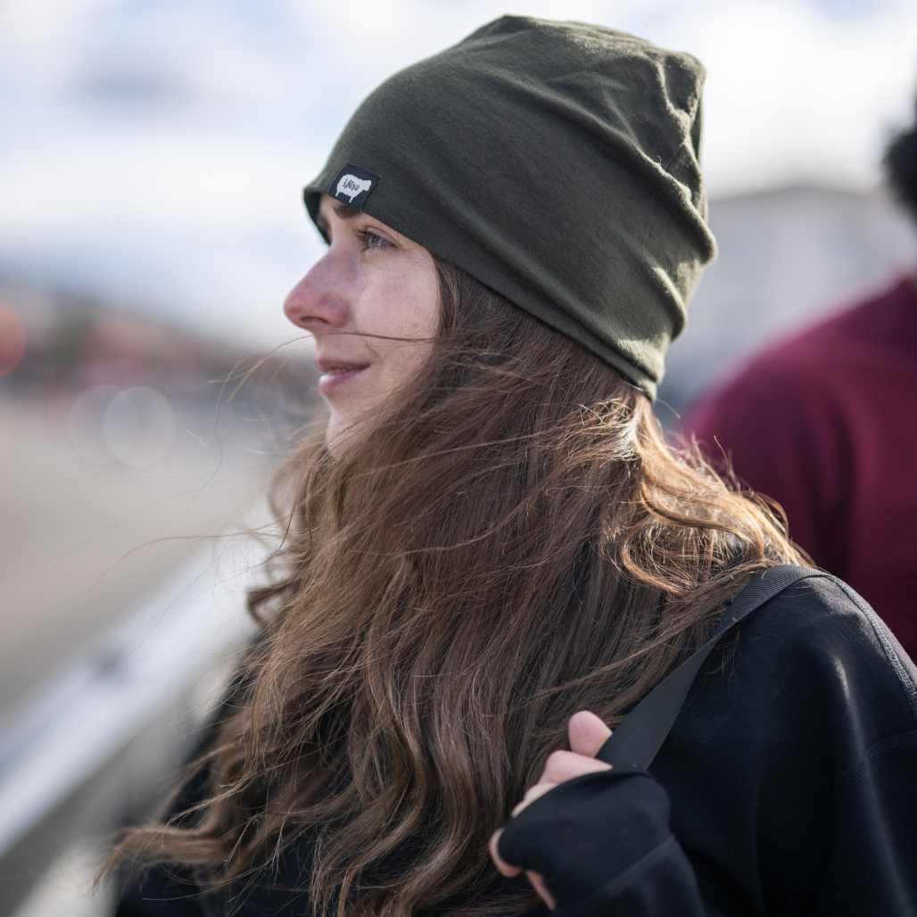 100% Merino Wool Beanie on female model