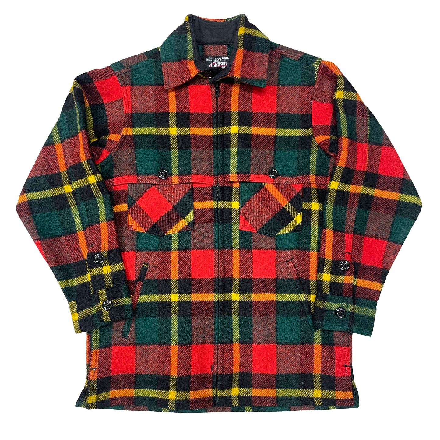 Double Cape Jac Shirt - Bright Red Yellow Green Plaid – Johnson Woolen ...