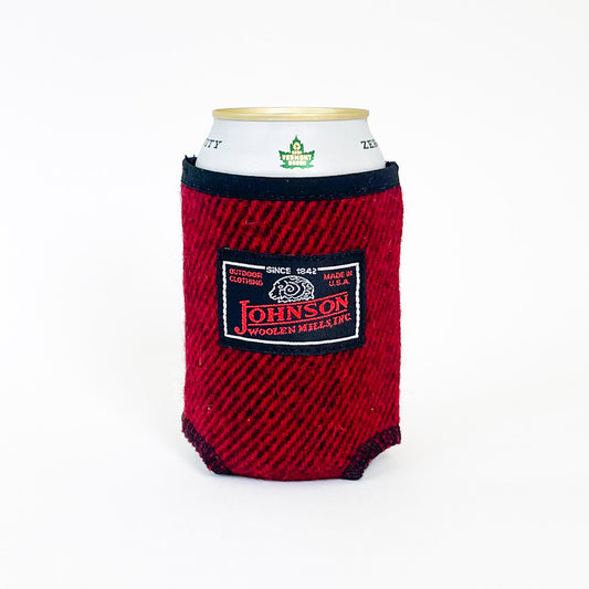 Johnson Woolen Mills wine twill koozie