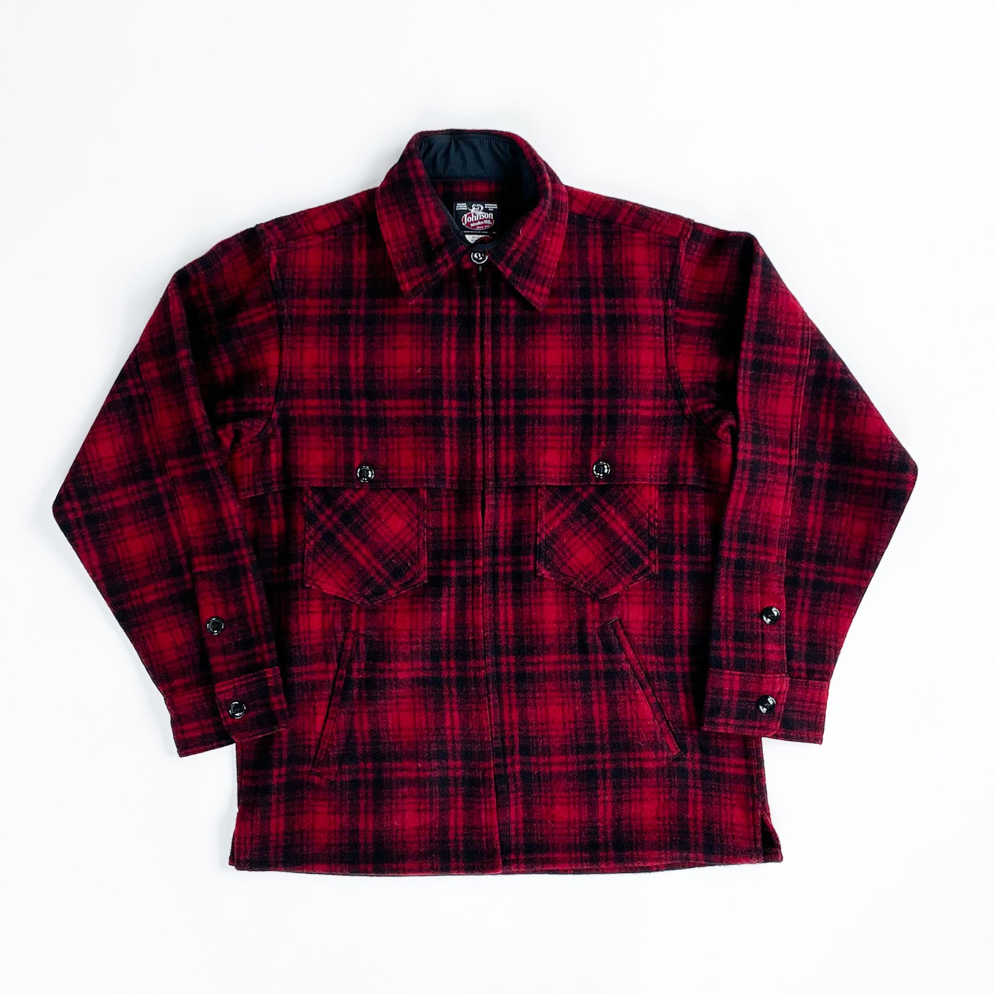 Double Cape Jac Shirt - Red Black Muted Plaid – Johnson Woolen Mills