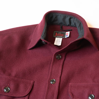 Burgundy Long Tail Wool Button Down collar detail