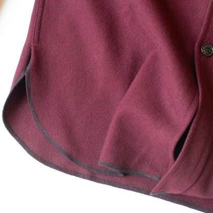 Burgundy Long Tail Wool Button Down tail detail