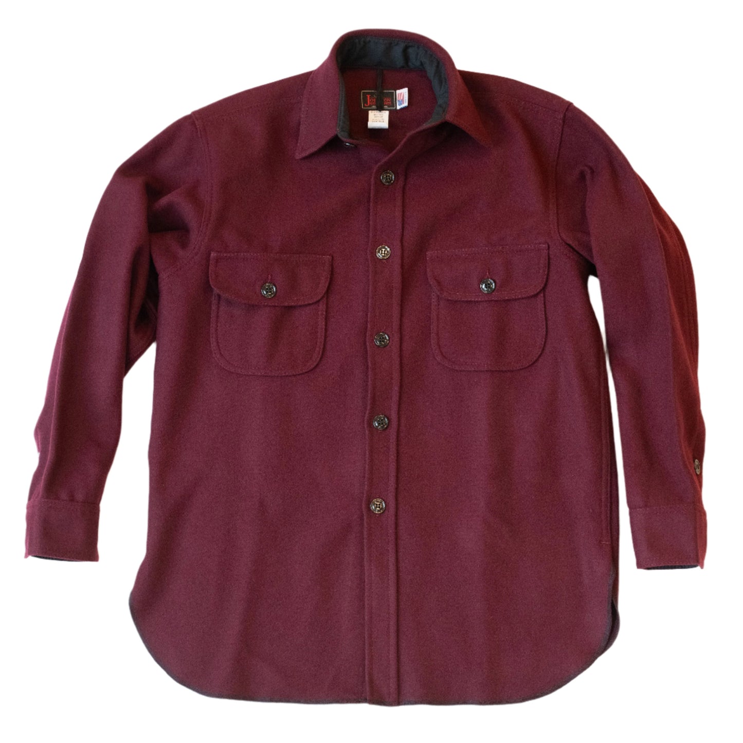 Burgundy Long Tail Wool Button Down