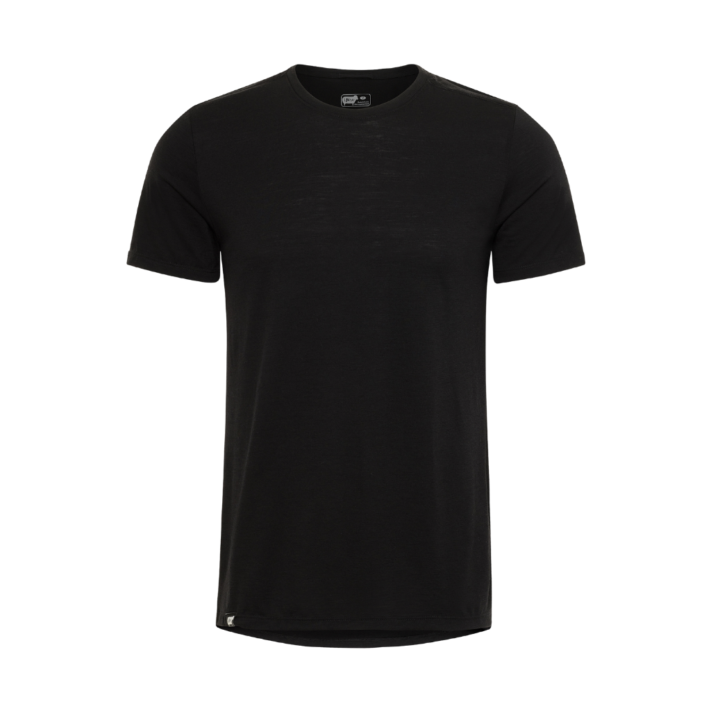 Wuru Men's 100% Merino Wool Short Sleeve in black