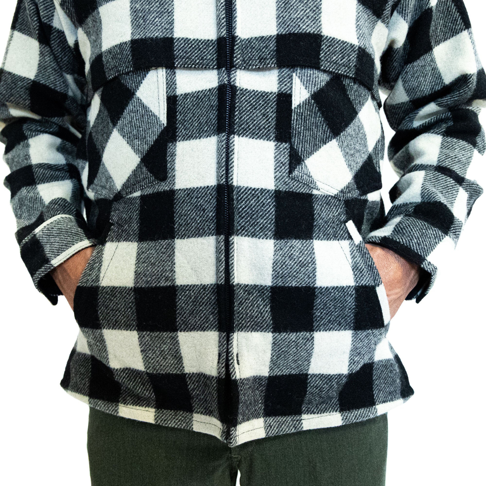 Black and white buffalo check jacket sale