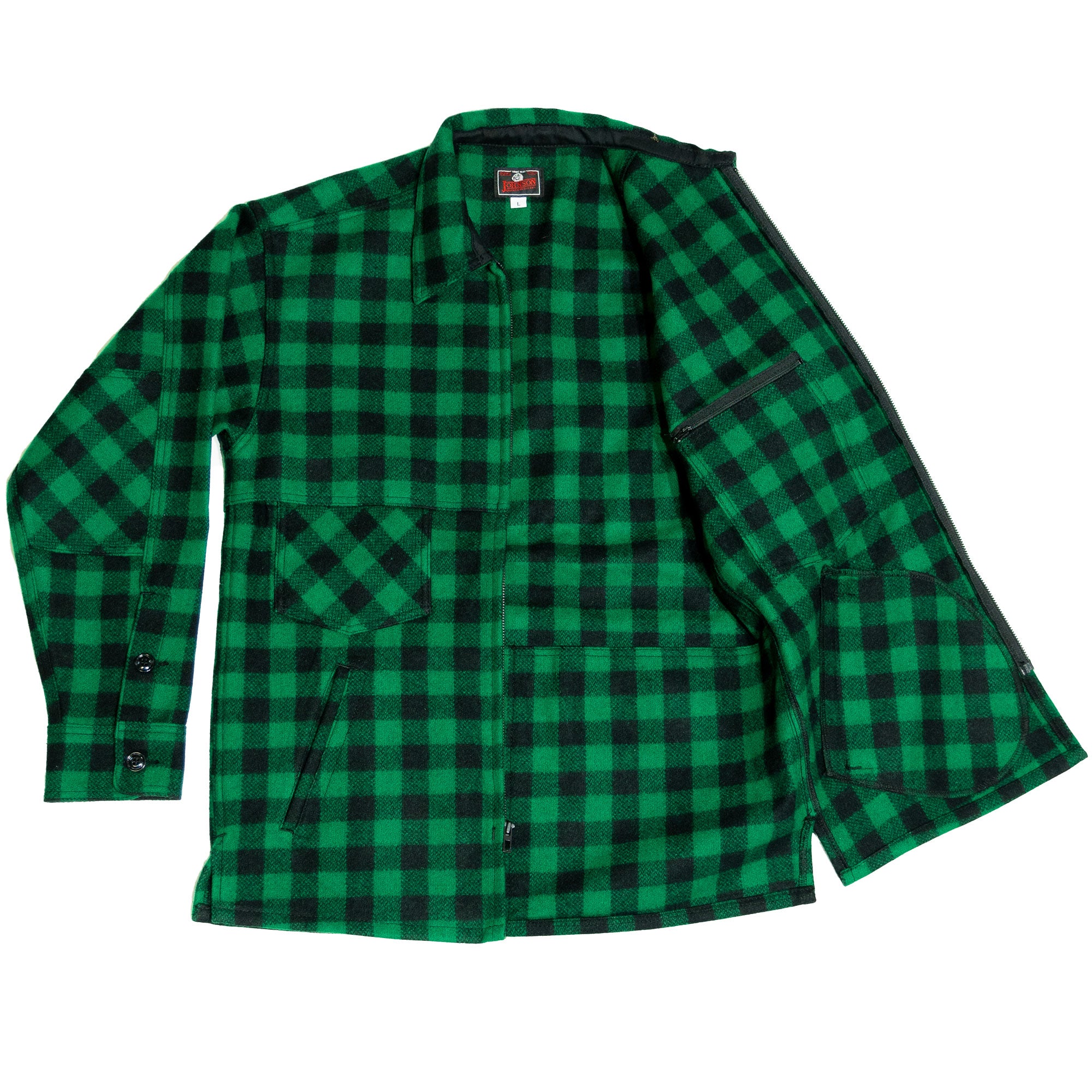 Northwoods x 1842 Jac Shirt Green Black Buffalo Check Johnson Woolen Mills