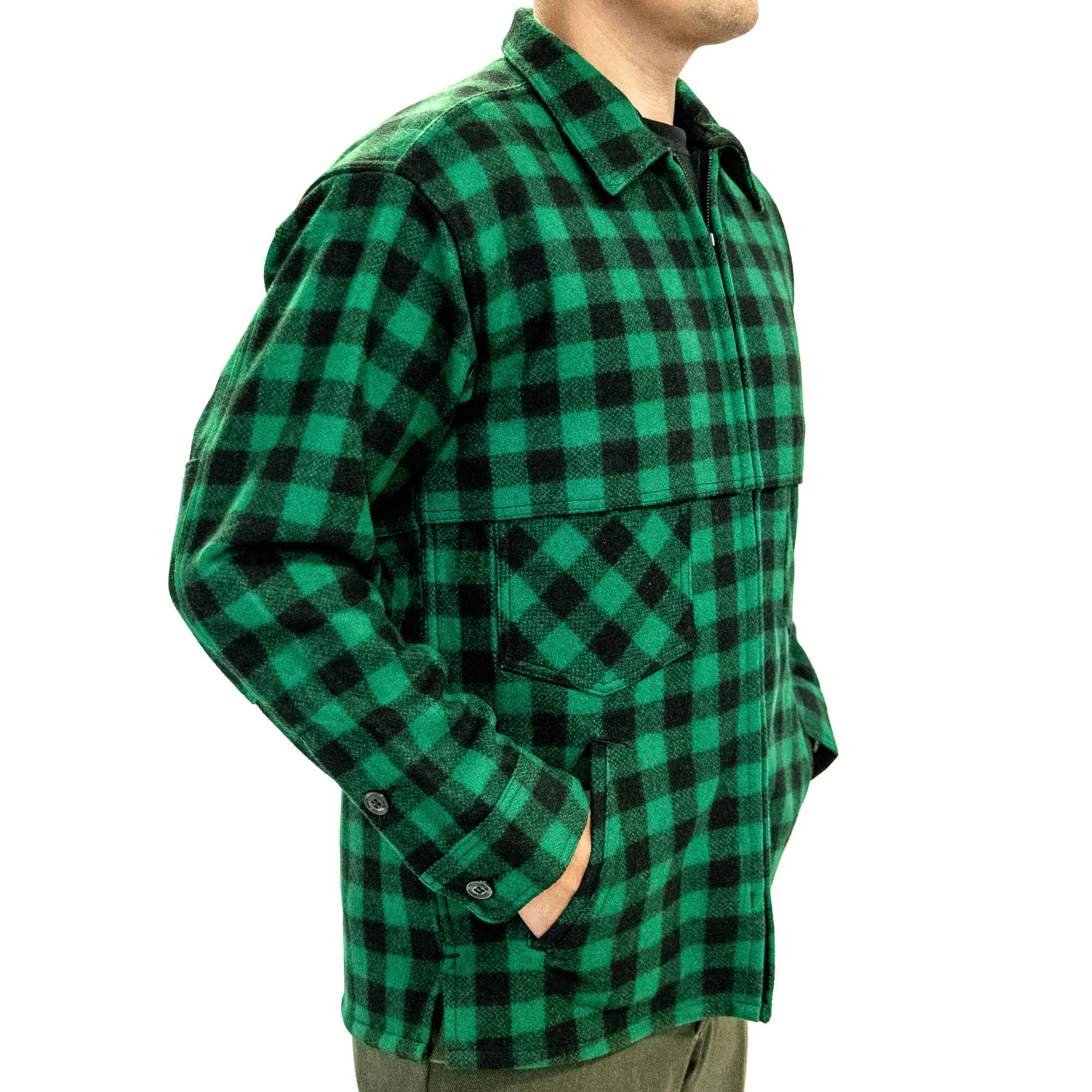 Northwoods x 1842 Jac Shirt Green Black Buffalo Check Johnson Woolen Mills