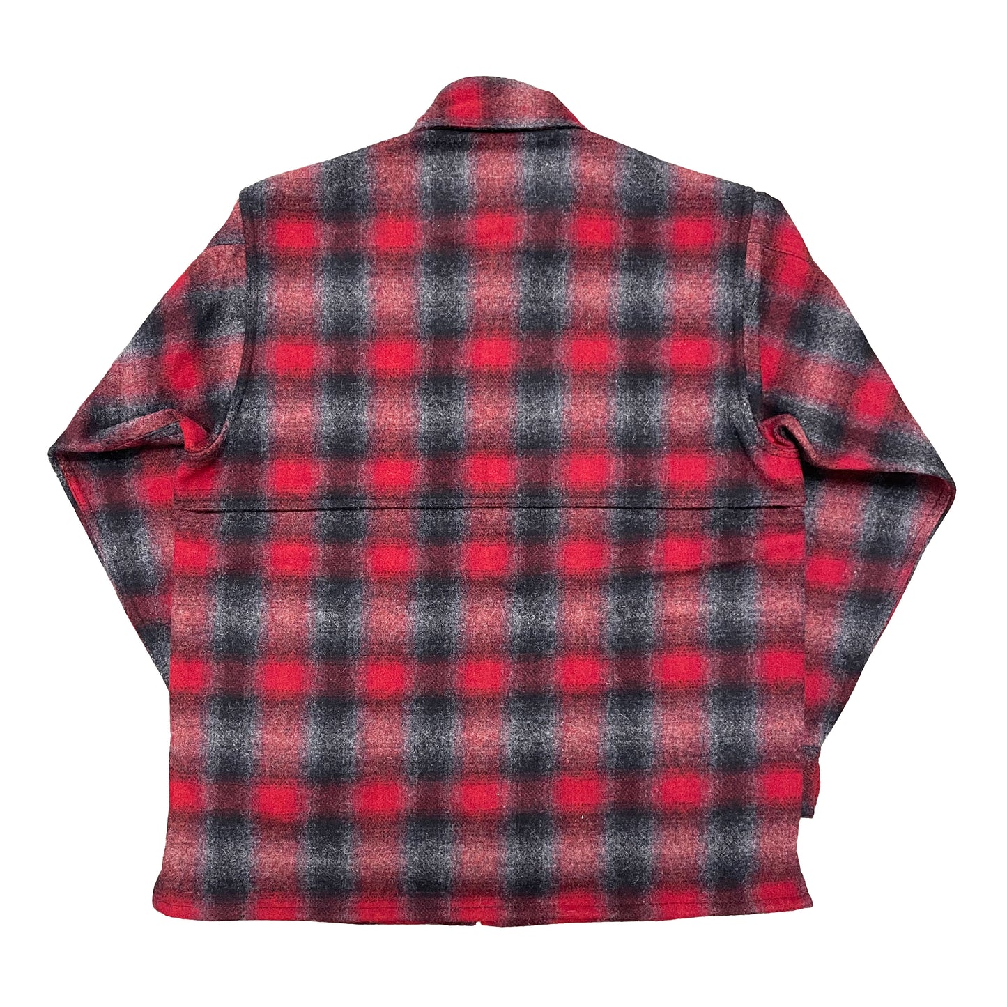 Mens Jac Shirt red black gray muted plaid back view