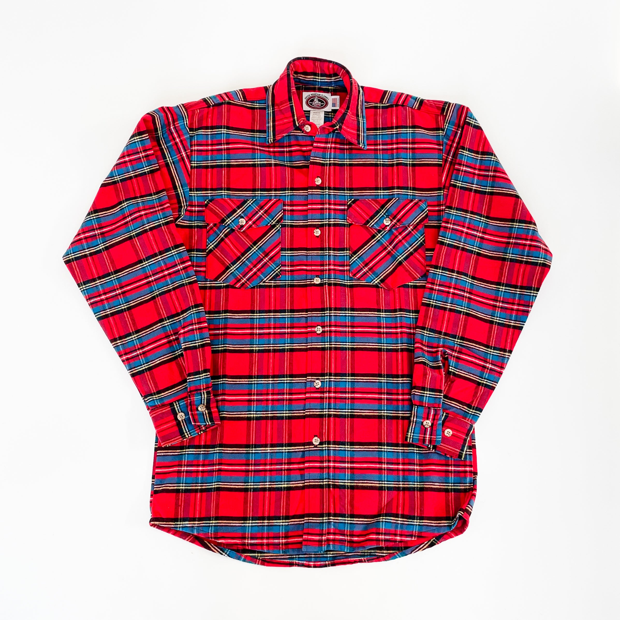 Mens Flannel Button Shirt - Red Stewart – Johnson Woolen Mills