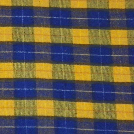 Green Mountain Flannel squares,  Yellow Stone, blue/yellow/white stripes front view