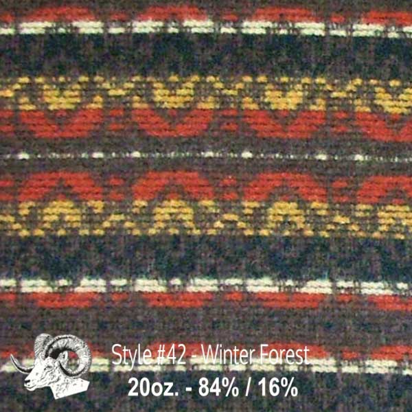 Johnson Woolen Mills Wool Swatch Winter Forest Brown/Rust/Gold/Cream print