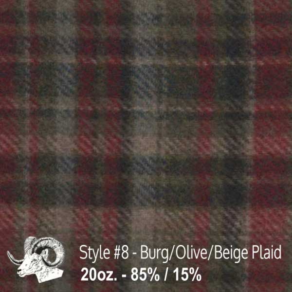 Wool Swatch - 8 - Burgundy, Olive, & Beige Plaid – Johnson Woolen Mills